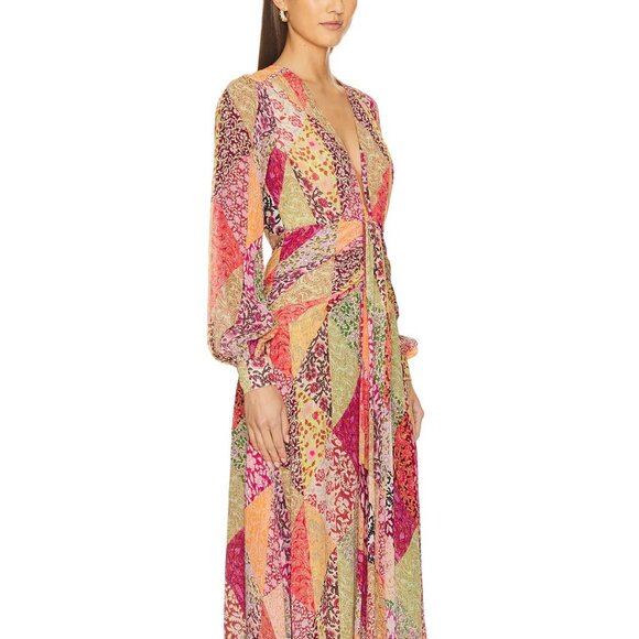 RIXO Meera Dress in Patchwork Blush Small - Picture 3 of 6